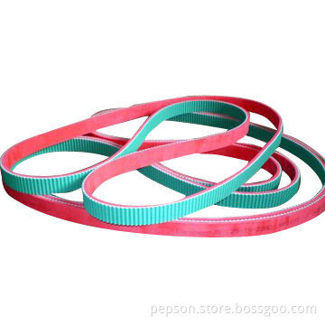 PU Timing Belt with Slotted Teeth and Adds Green Cloth at the Back